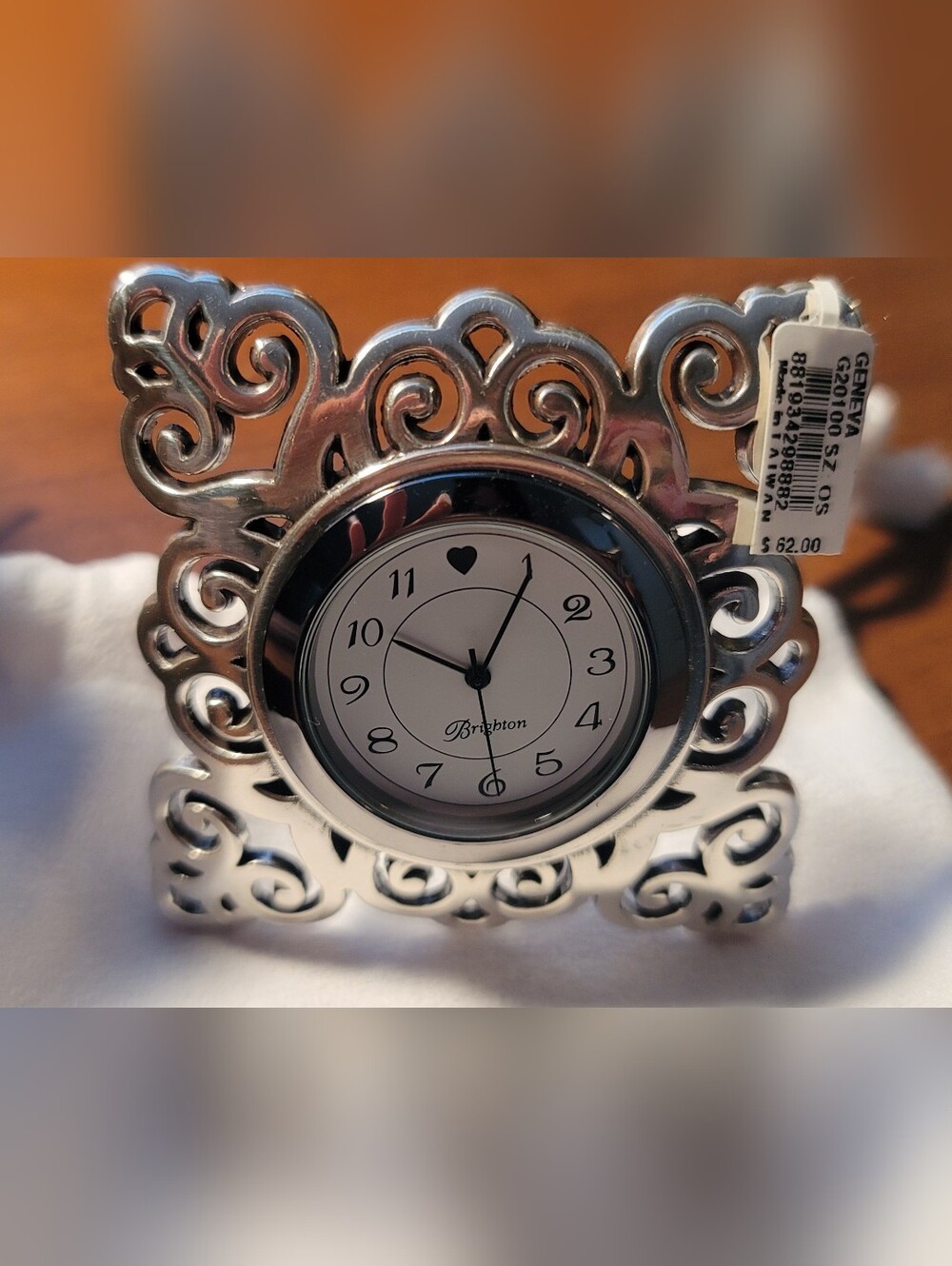 Brighton Silver Geneva Clock NWT